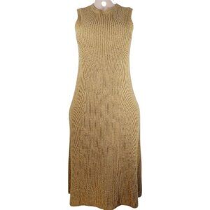 Zara Women's Khaki Mesh Knit Sleeveless Long Maxi Sweater Dress Size Small